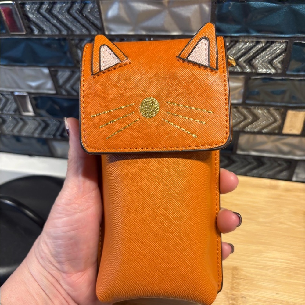 Playful Cat-Accent Crossbody in Orange - Women's Crossbody Bag